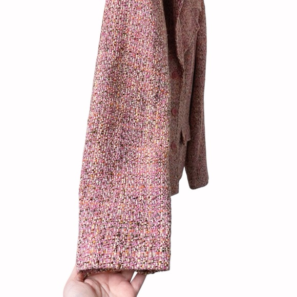 Vintage Talbots pink tweed wool blend Italian Fabric blazer jacket coat size 12 - Picture 5 of 11